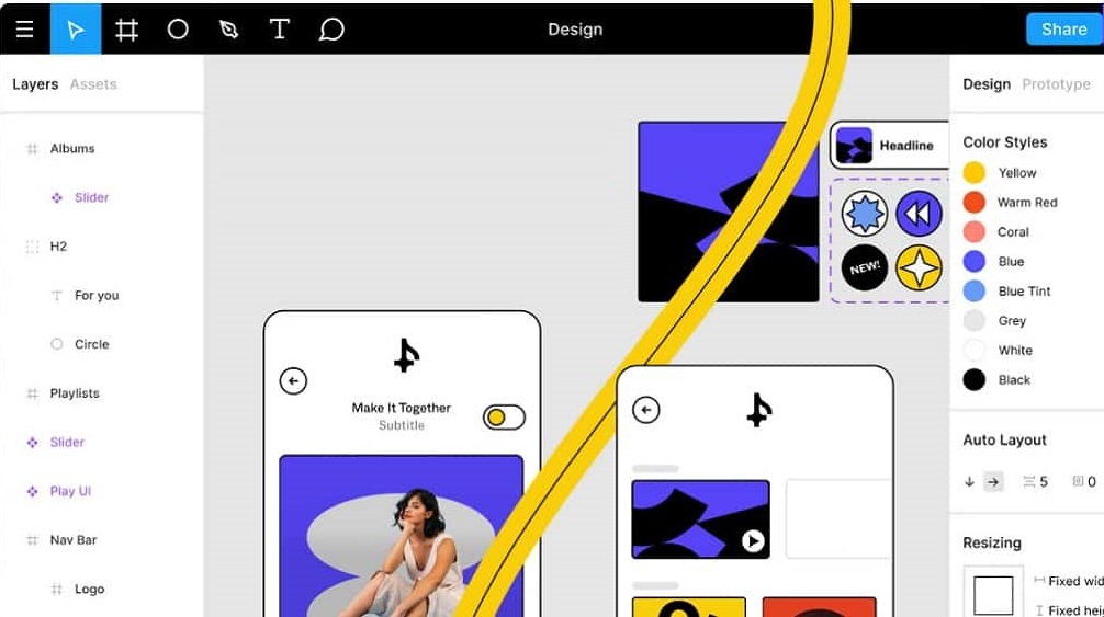 Comparison of a website design in Figma next to the live version on WordPress.