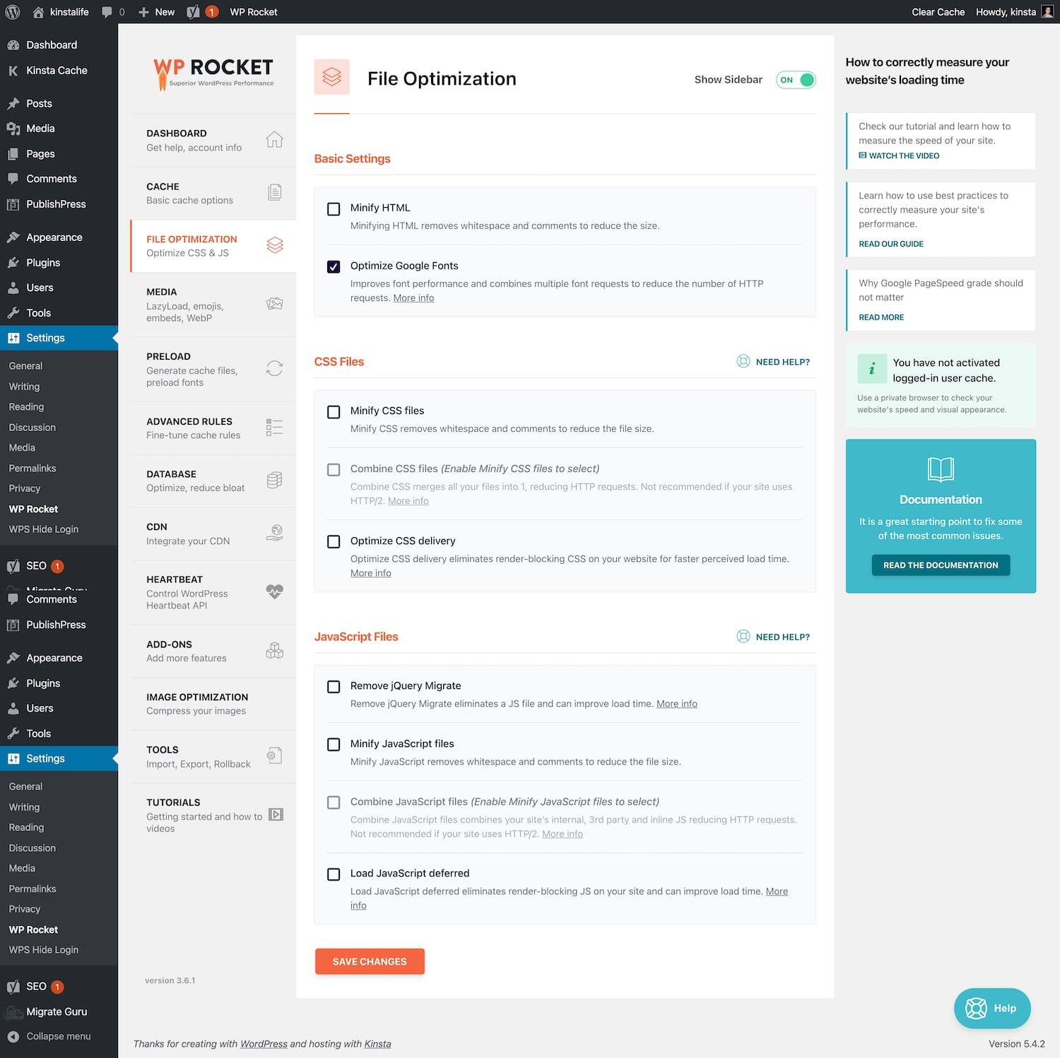 Alkali team optimizing a WordPress website using WP Rocket.
