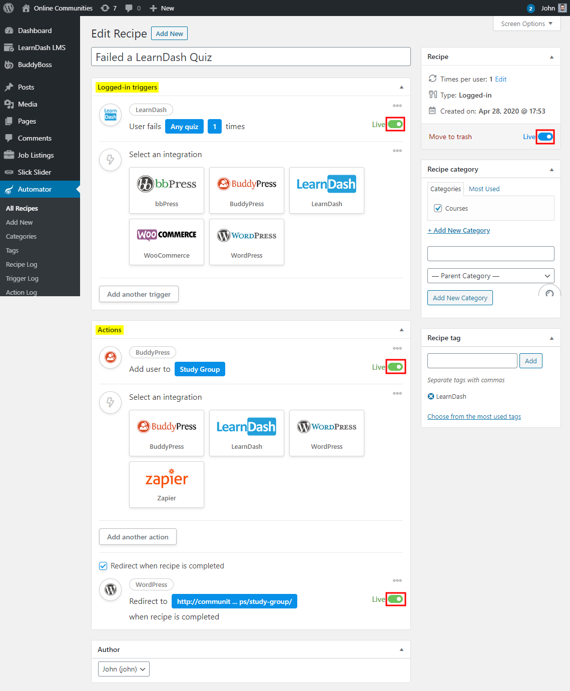 Alkali specialist configuring advanced automation workflows with Uncanny Automator on a client’s WordPress site."