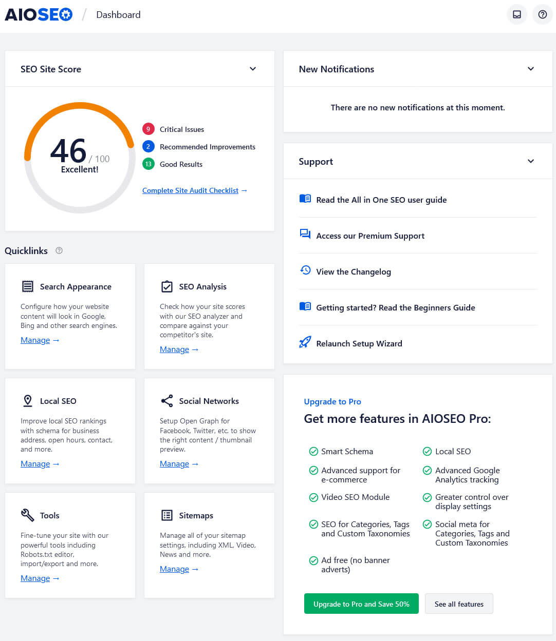 Business owner analyzing SEO results on a WordPress dashboard powered by All in One SEO.